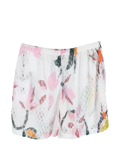 Pre-owned Missoni Floral-print Elasticated Shorts In White