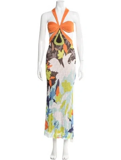 Pre-owned Missoni Floral Print Long Dress In Orange