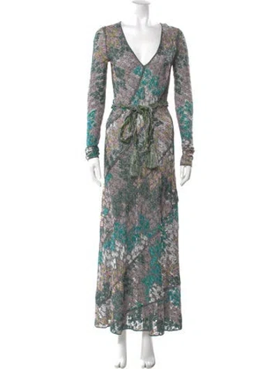 Pre-owned Missoni Floral Print Long Dress In Silver