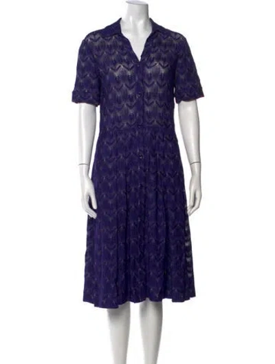 Pre-owned Missoni Floral Print Midi Length Dress In Blue
