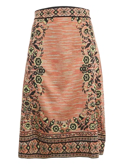 Pre-owned Missoni Floral-print Midi Skirt In Neutral