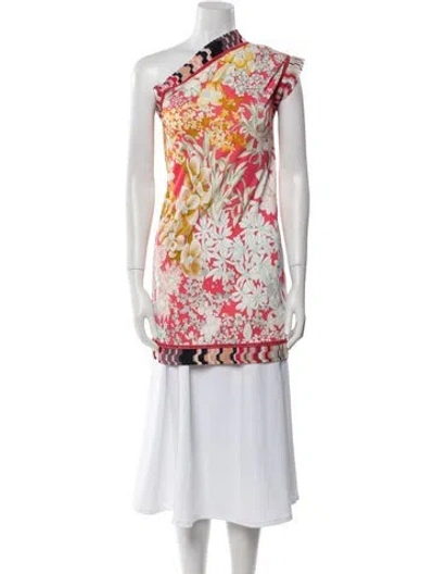 Pre-owned Missoni Floral Print One-shoulder Tunic In Pink