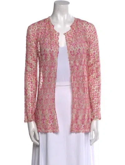Pre-owned Missoni Floral Print Open Front Blouse In Pink