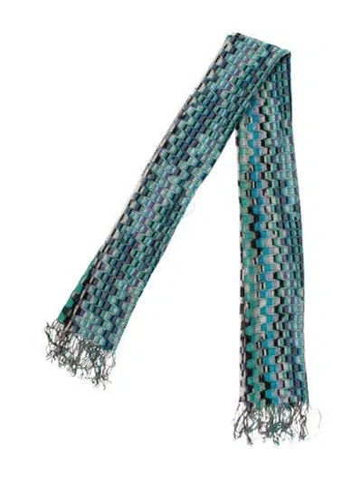 Pre-owned Missoni Floral Print Scarf In Blue