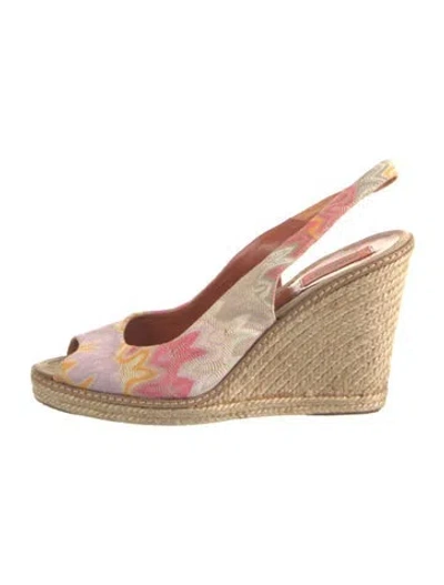 Pre-owned Missoni Floral Print Slingback Pumps In Orange