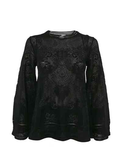 Pre-owned Missoni Floral-knit Top In Black