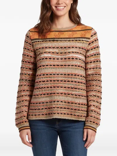 Pre-owned Missoni Floral-motif Striped Sweater In Neutrals