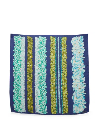 Pre-owned Missoni Floral-print Silk Scarf In Blue