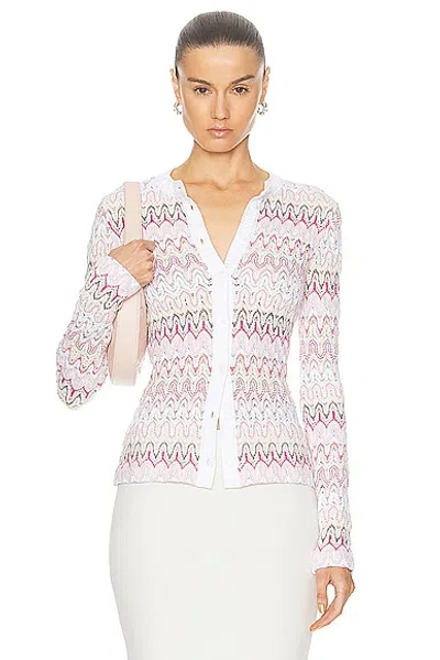 Missoni Women's Patterned Buttoned Cardigan In Pink Off White Multi