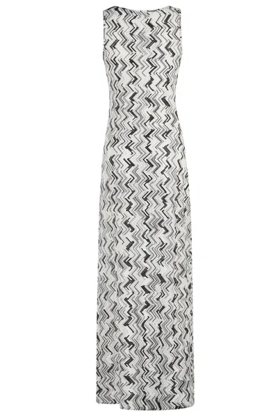 Missoni Foot-length Black And White Zigzag Cover-up Dress