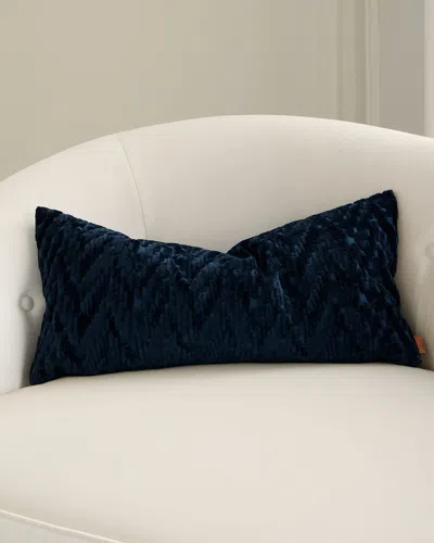 Missoni Fossile Embossed Chevron Cushion, 12" X 24" In Blue
