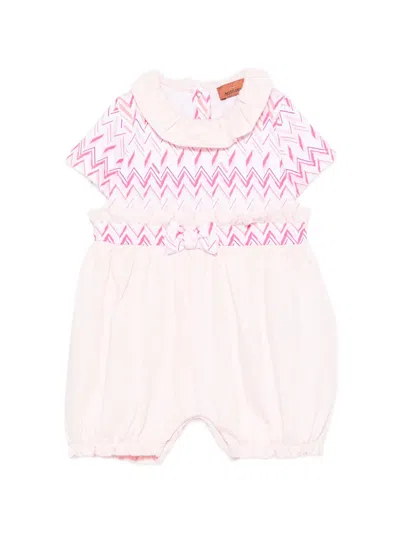 Missoni Frill Zigzag Babygrow In Pink