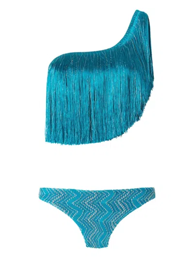 Missoni Fringe-detailing Bikini In Blue