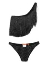 Missoni Fringe One-shoulder Bikini In Black