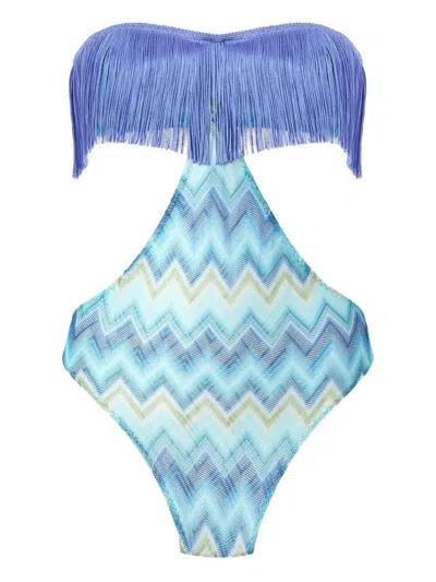 Missoni Fringe Swimsuit In Blue
