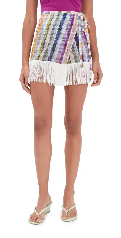 Missoni Zigzag Fringe-trim Pareo Mini Skirt In Multi
