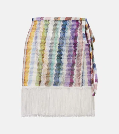 Missoni Zigzag Fringe-trim Pareo Mini Skirt In Multi
