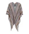 Missoni Multicolor Cape With Zigzag Motif In Lurex Blend Woman In Gray
