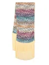 Missoni Fringed Edge Knitted Scarf In Yellow
