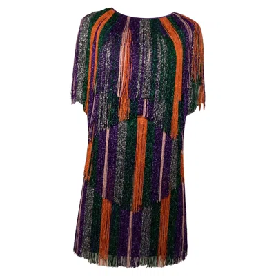 Missoni Fringed Mini Dress In Multicolor Rayon
