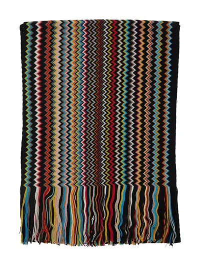 MISSONI MISSONI FRINGED ZIG-ZAG WOOL SCARF ACCESSORIES