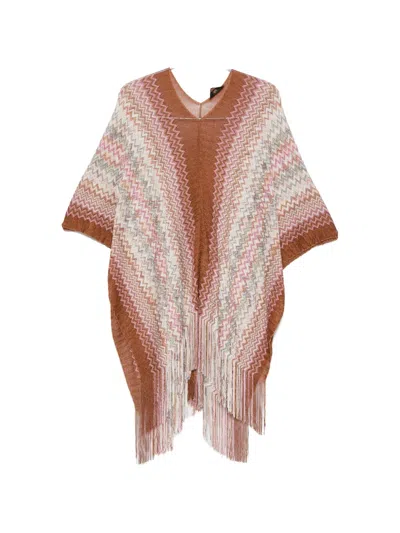Missoni Fringed-hem Poncho In Brown