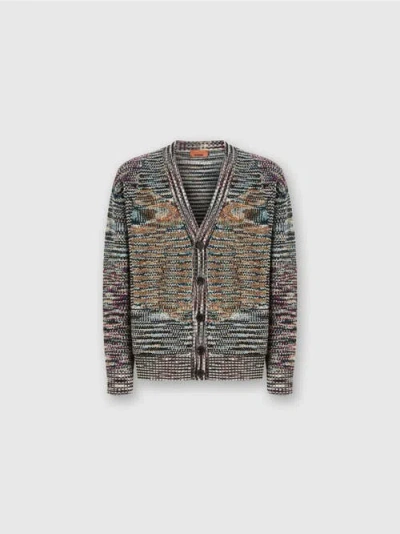 Missoni Fur Stitch Wool Cardigan In Multicoloured