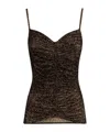 Missoni Zigzag Gathered Tank Top In Brown
