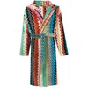Missoni Giacomo Hooded Bathrobe In Blue/orange