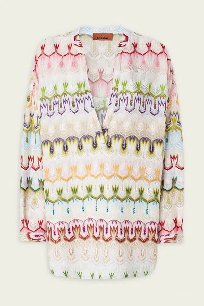 MISSONI GEOMETRIC PATTERN BLOUSE IN MULTICOLOR