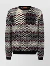 Missoni Crew-neck Sweater With Geometric Zigzag Pattern In Multi