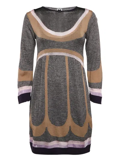 Pre-owned Missoni Geometric-pattern Knit Dress In Gray