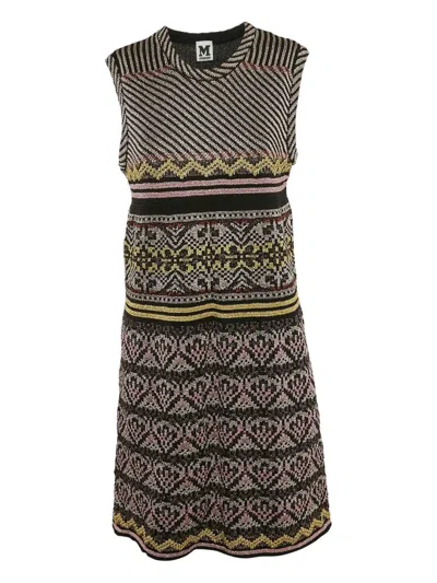Pre-owned Missoni Geometric-pattern Knit Mini Dress In Black
