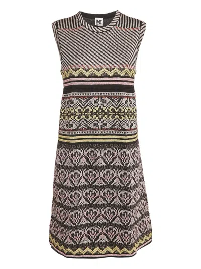 Pre-owned Missoni Geometric-pattern Lurex Dress In Black