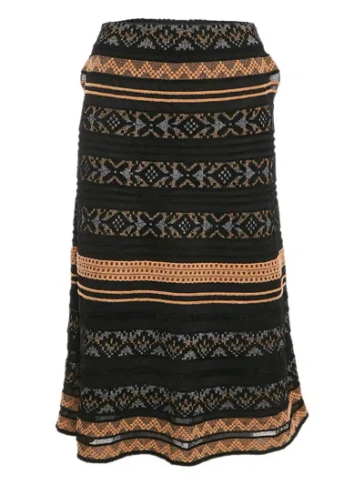 Pre-owned Missoni Geometric-pattern Midi Skirt In Black