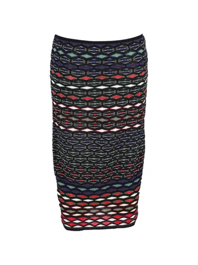 Pre-owned Missoni Geometric-pattern Midi Skirt In Black