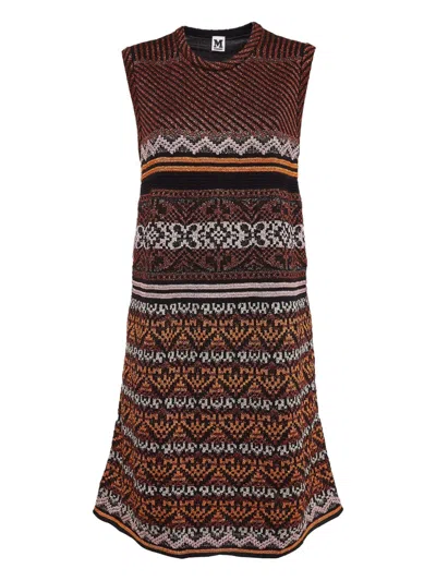 Pre-owned Missoni Geometric-pattern Sleeveless Dress In Brown