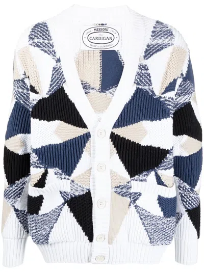 Missoni Geometric-pattern V-neck Cardigan In Multicolour