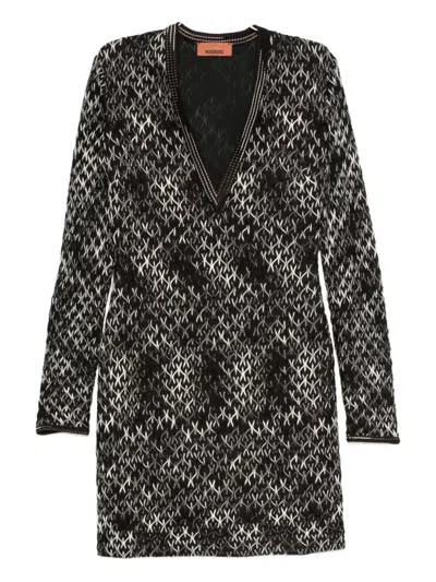 Missoni Geometric-pattern V-neck Dress In Black