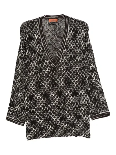 Missoni Geometric-pattern V-neck Sweater In Black