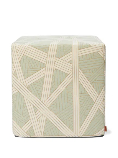 Missoni Geometric-patterned Ottoman Cube Footstool In Green