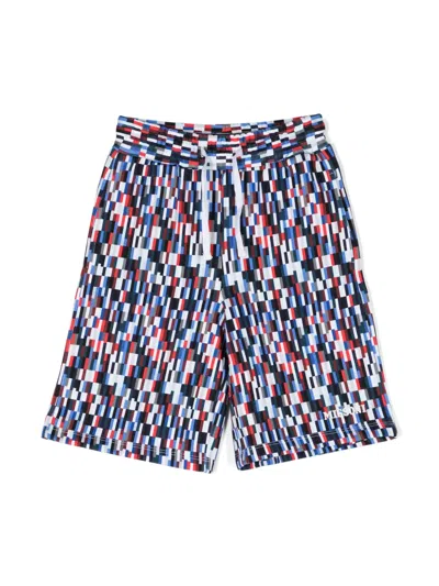 Missoni Kids' Geometric-print Cotton Shorts In Blue