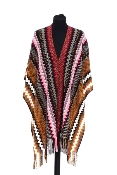Missoni Geometric Wool-blend Fringed Poncho In Multi