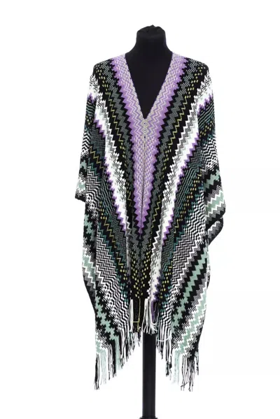 Missoni Geometric Wool-blend Fringed Shawl In Purple