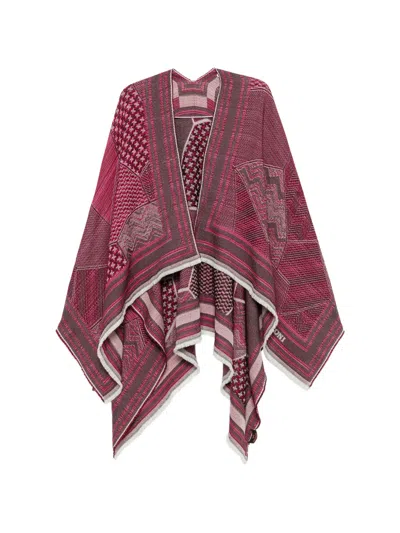 Missoni Geometric-pattern Fringed Cape In Pink