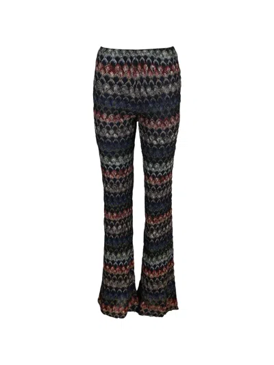 Missoni Geometric-pattern Knit Trousers In Blue
