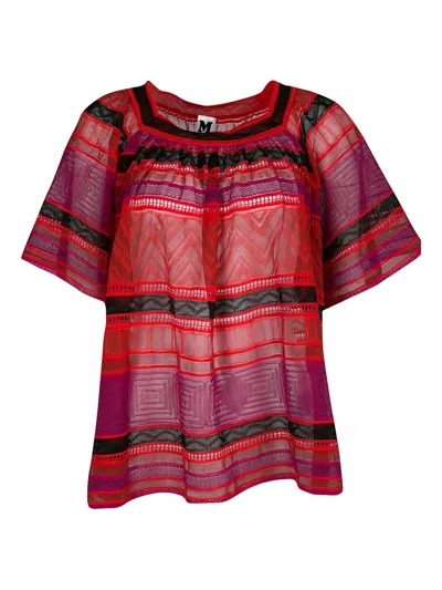 Pre-owned Missoni Geometric-pattern Top In Red