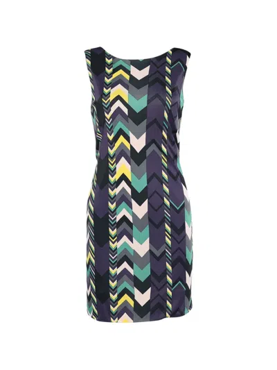 Pre-owned Missoni Geometric-print Sleeveless Dress In Blue