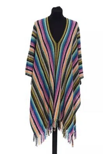 Pre-owned Missoni Geometrischer Fantasie-poncho Mit Fransen In Default