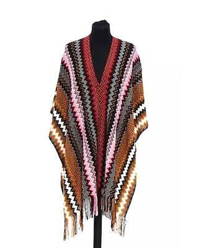 Pre-owned Missoni Geometrischer Fantasy-poncho Mit Fransen - Ponchos - Multicolor -size In Mehrfarbig